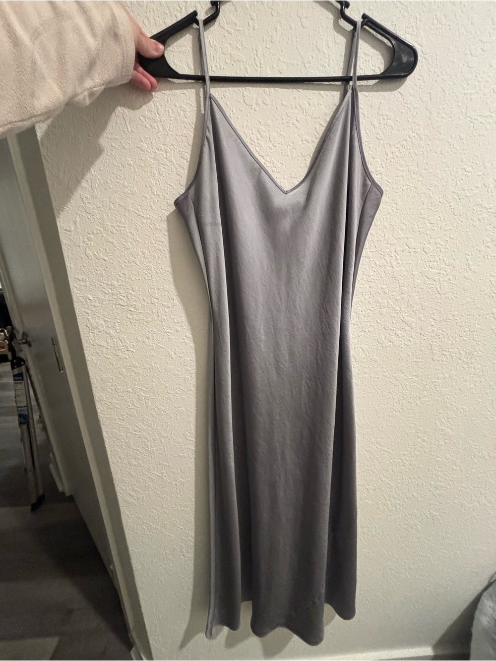 Aritzia Light blue/Gray Slip Midi Dress with V-Neck